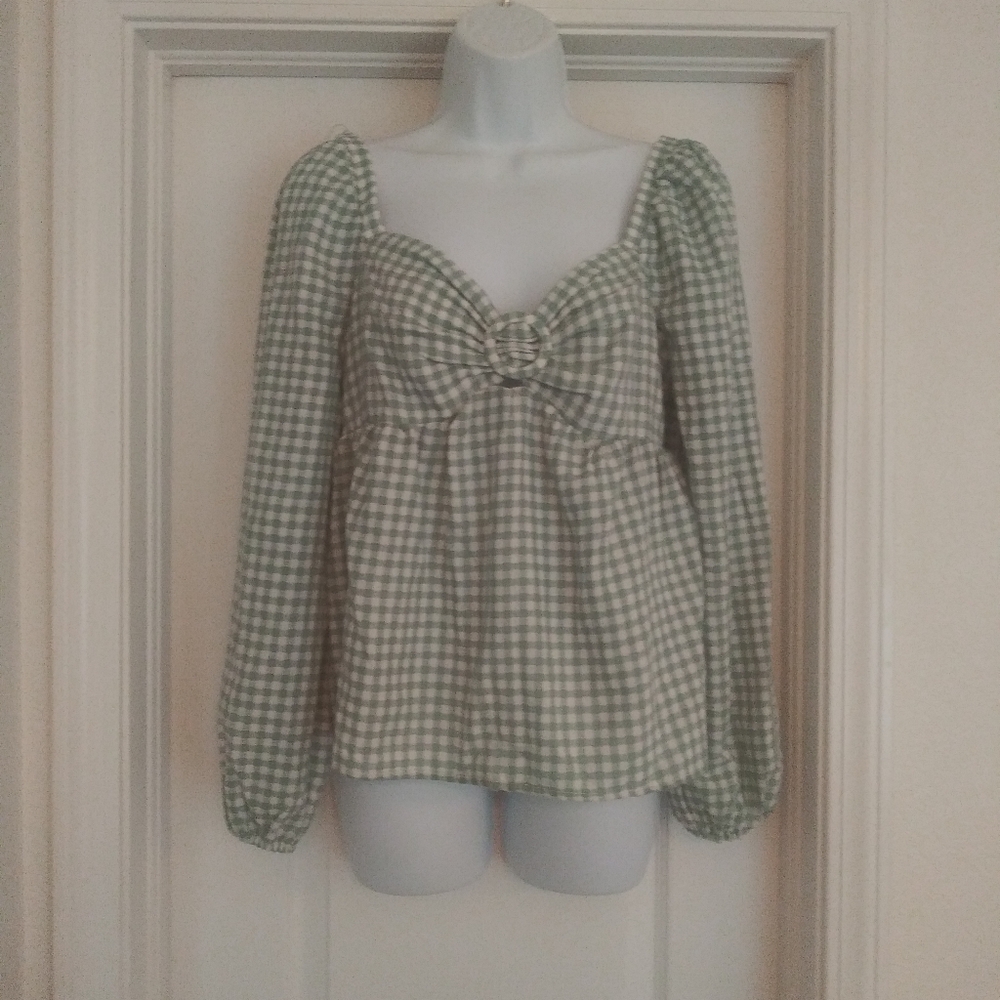 Coco and Jaimeson Gingham Peasant Top Shirt